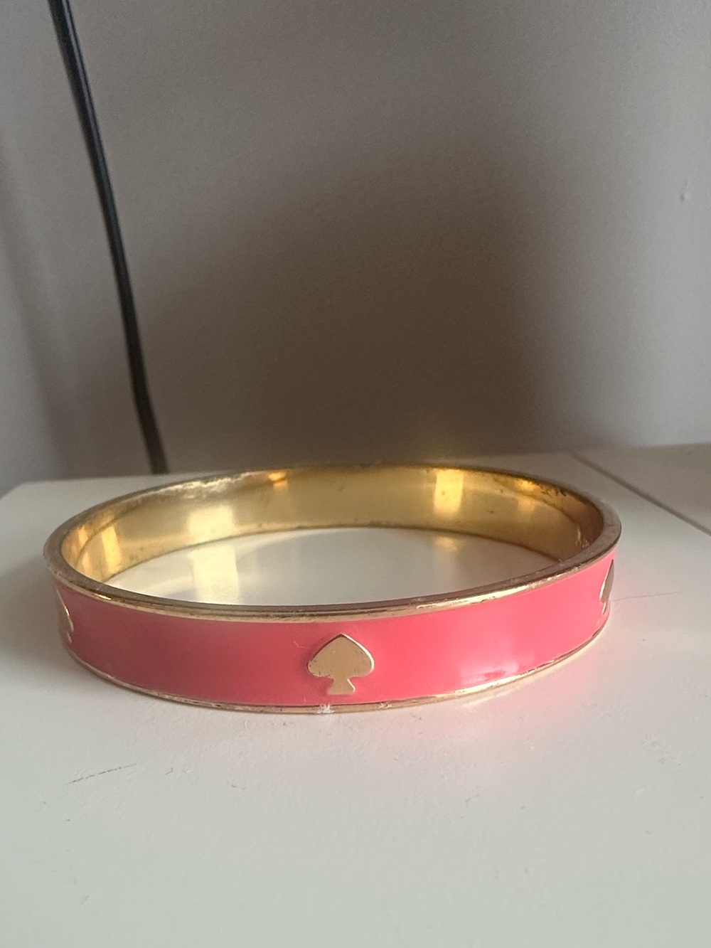 kate spade Pink Enamel Spade Bangle Bracelet